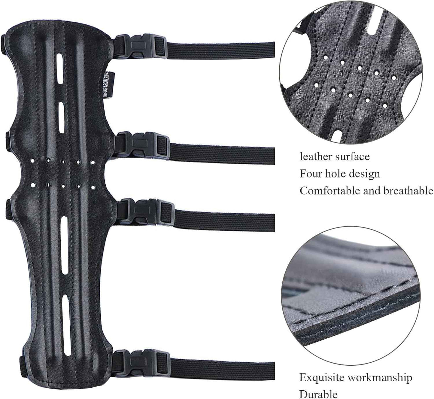 TOPARCHERY 12" Ultra Lightweight Leather Arm Guard - Adjustable 4-Strap for Archery