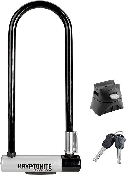 Kryptonite Kryptolok Bike U-Lock, Heavy Duty Anti-Theft Bicycle Lock Sold Secure Gold, 12.7mm Long Shackle with Mounting Bracket and Keys, Ultimate Security Lock for Bicycles E-Bikes Scooters