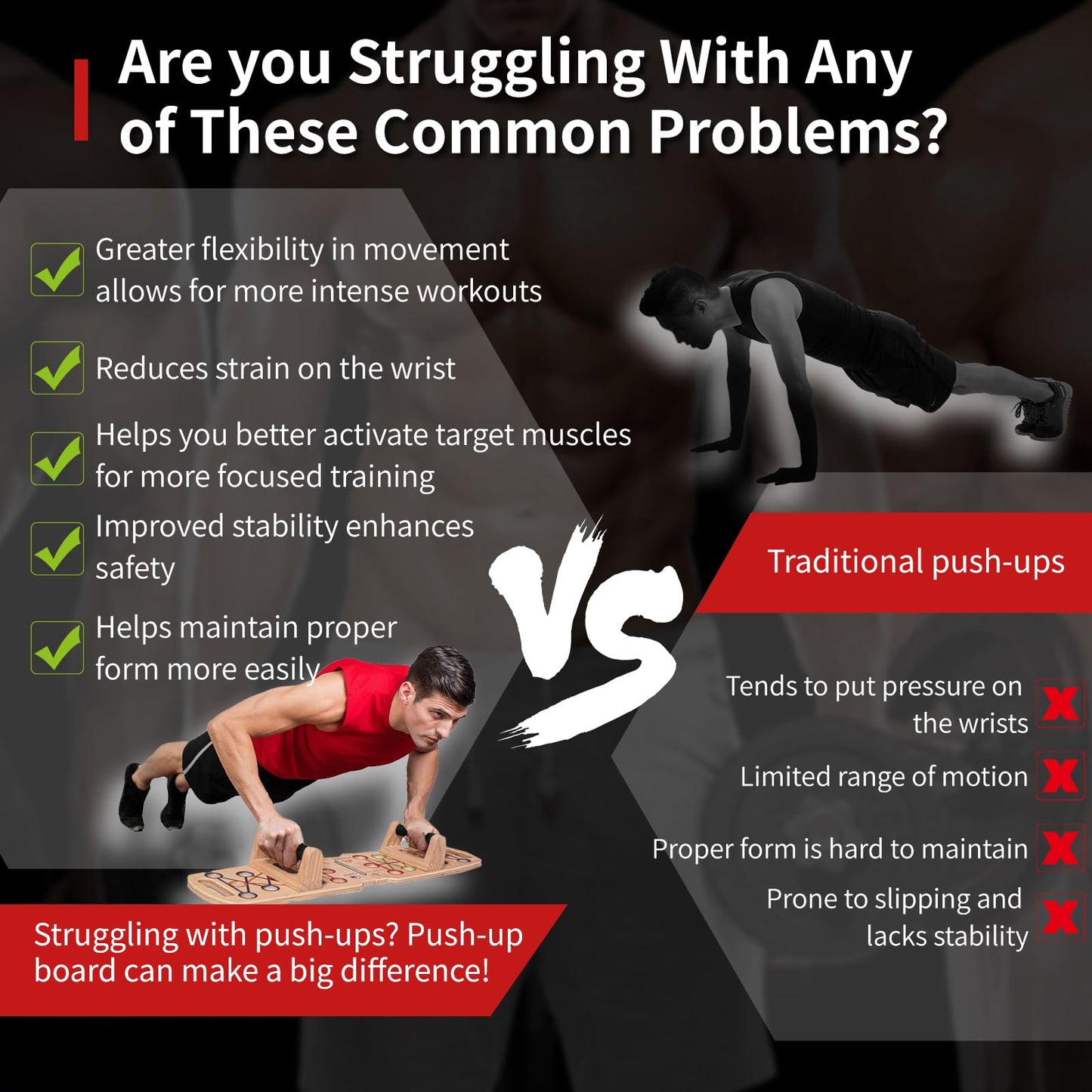 Foldable wooden Push up Board, Portable Push up Stand 14 in 1 Muscle Builder with Graphics Guide and 2 Solid Wood Pushup Handles, Pectoral and Biceps Strength Trainer