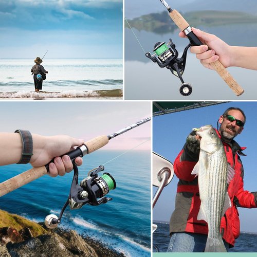 Sougayilang Glass Fishing Rods, Spinning & Casting Rods, Strong, 100% Phenolic Glass Blanks, Stainless Steel Guide- Spinning- 6'0"