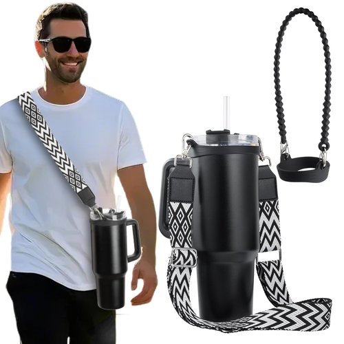 Carrier with Strap for Stanley Cup Accessories, Cute Adjustable Water Bottle Carrying Straps for Stanley 40 30 20 OZ Tumbler, Holder for Women Men Boys Girls