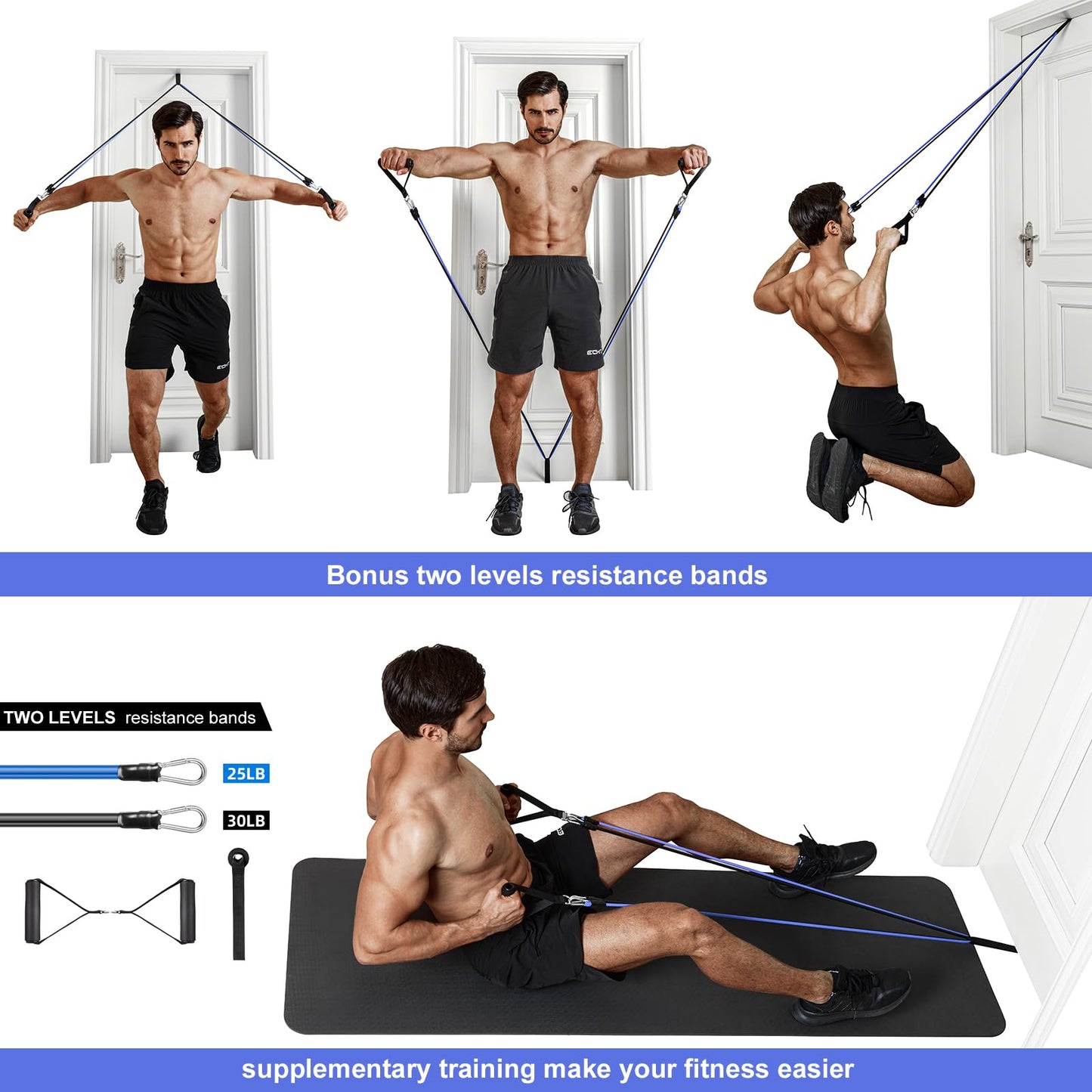 Ally Peaks Pull Up Bar for Doorway | Thickened Steel Max Limit 440 lbs Upper Body Fitness Workout Bar| Multi-Grip Strength for Doorway | Indoor Chin-Up Bar Fitness Trainer for Home Gym Portable |180