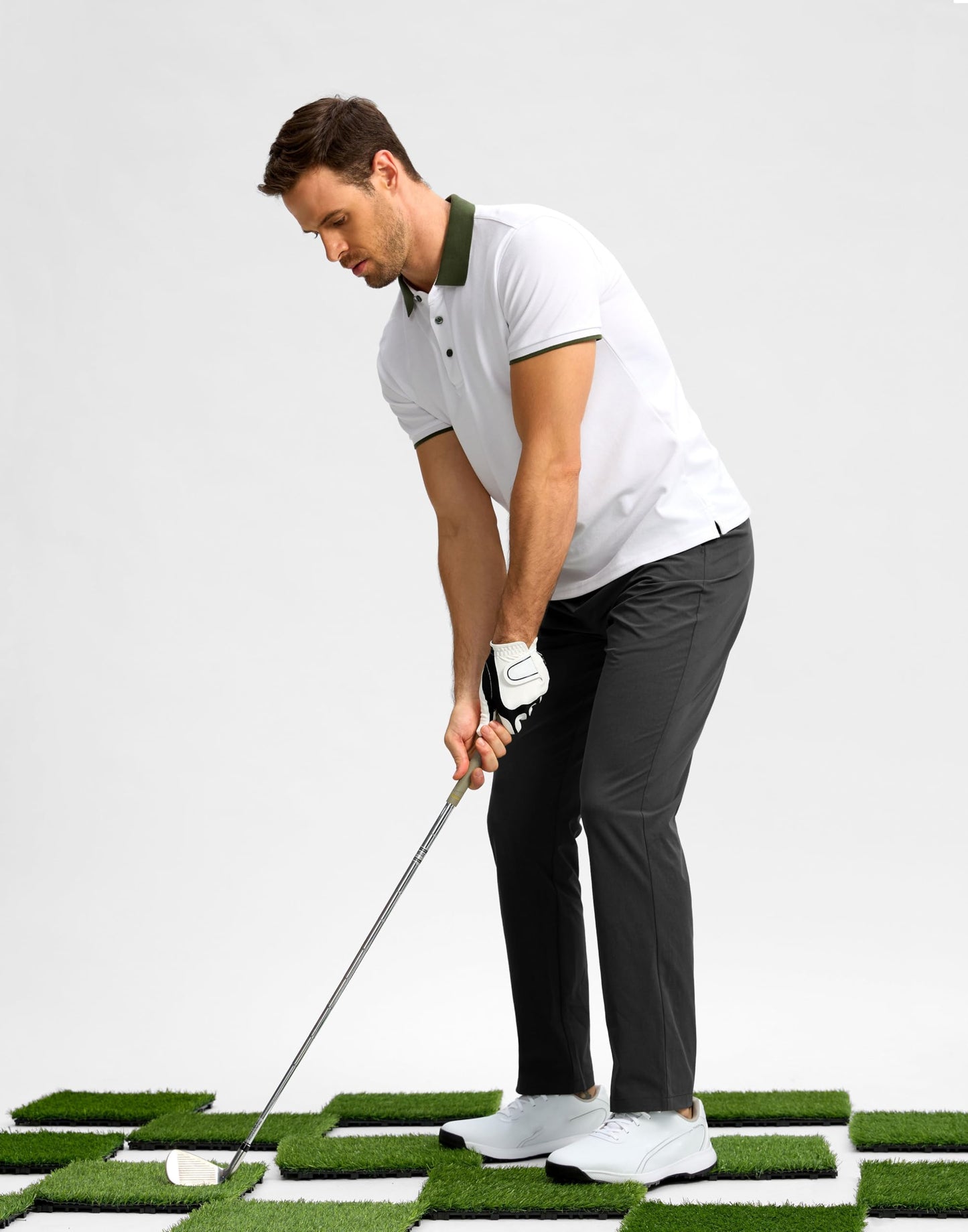G Gradual Mens Golf Pants Stretch Dress Casual Pants 30"/32"/34" Lightweight Work Travel Slacks for Men with 4 Pockets(Black,L32.W34)