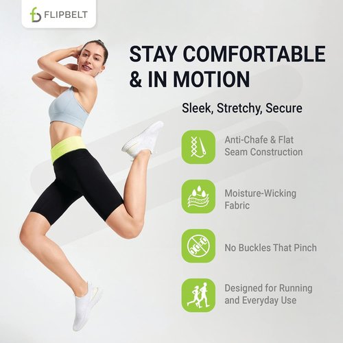 FlipBelt Classic Running Belt - Adjustable Fanny Pack for Men & Women, USA Made