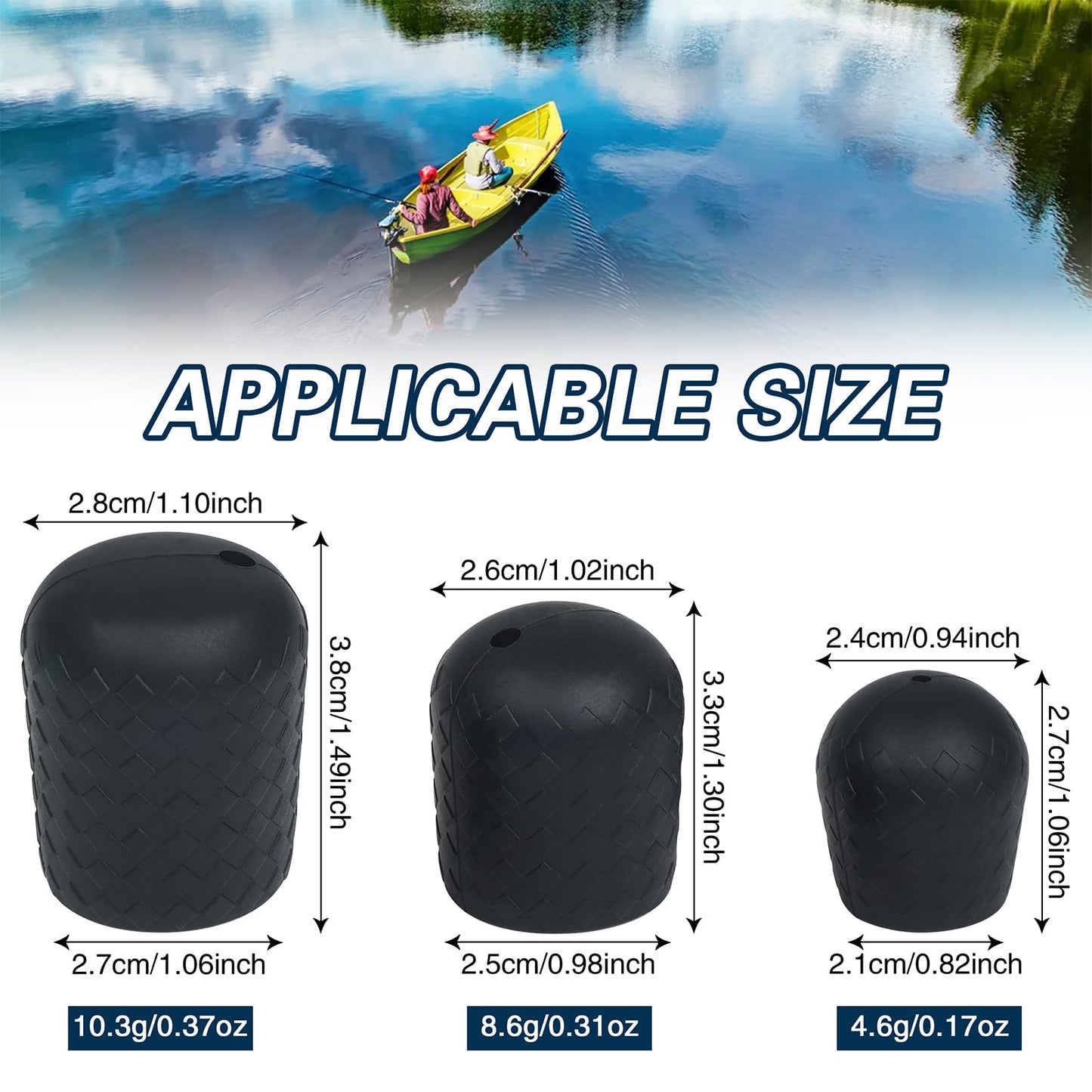 JSHANMEI Fishing Rod Butt Cushion - 6pcs Set with Pole Butt Cap Seat Cushions Pole Protector End Fishing Rod Holders Black