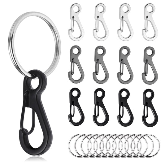 12 Set Keychain Clip Key Rings Metal Small Carabiner Key Chain Clips Spring Snap Hooks Paracord Buckle for Car Keys, ID Tag, Dog Collar Accessories (1.2")