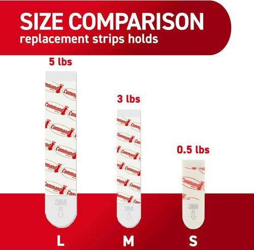 Command Replacement Adhesive Strips – 8 Small, 4 Medium, 4 Large, Damage-Free Hanging for Hooks and Clips, 16-Count (Pack of 2)