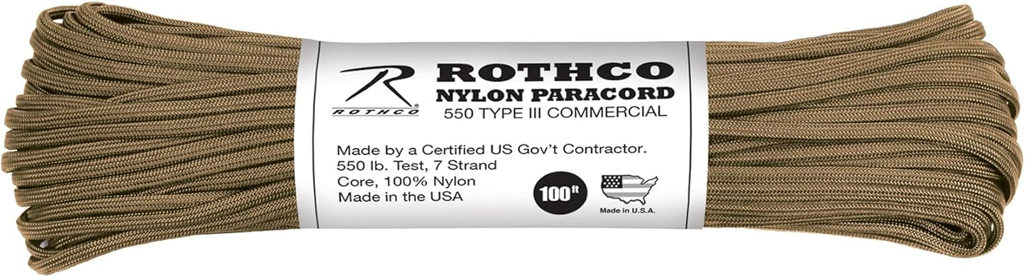 Rothco 193 Cord 550LB Nylon 100 FT/Coyote Brown