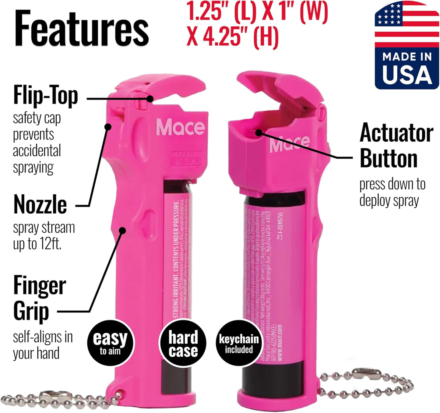 Rechargeable Mace Stun Gun for Self Defense - High Voltage with Bright LED Light
