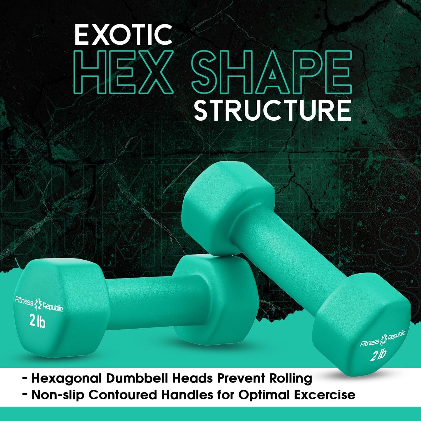 Neoprene Dumbbell Set of 2, Non-Slip, Hex Shape, Free Weights for Muscle Toning and Strength Building - Portable Home Gym Hand Weights