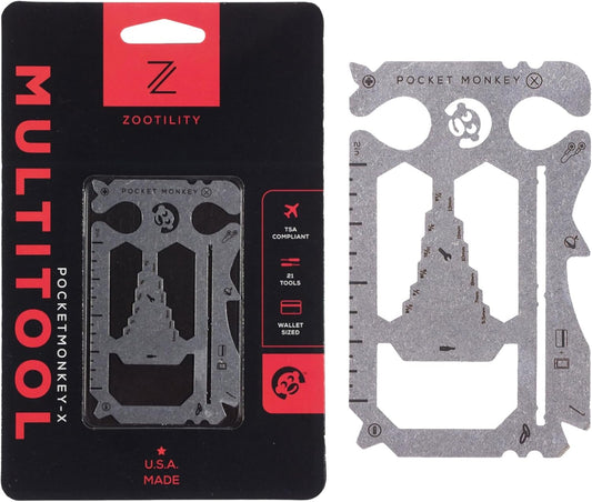 Wallet Multi-Tool, PocketMonkey 12-in-1 Credit Card Tool, Bottle Opener, Stainless Steel, MADE IN USA