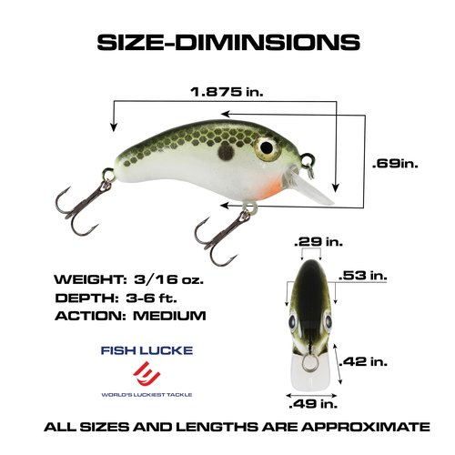 Luck E Strike Crappie Magic Crankbait (2 Inch Crappie Lure) Made in The USA, Tennesse Shad