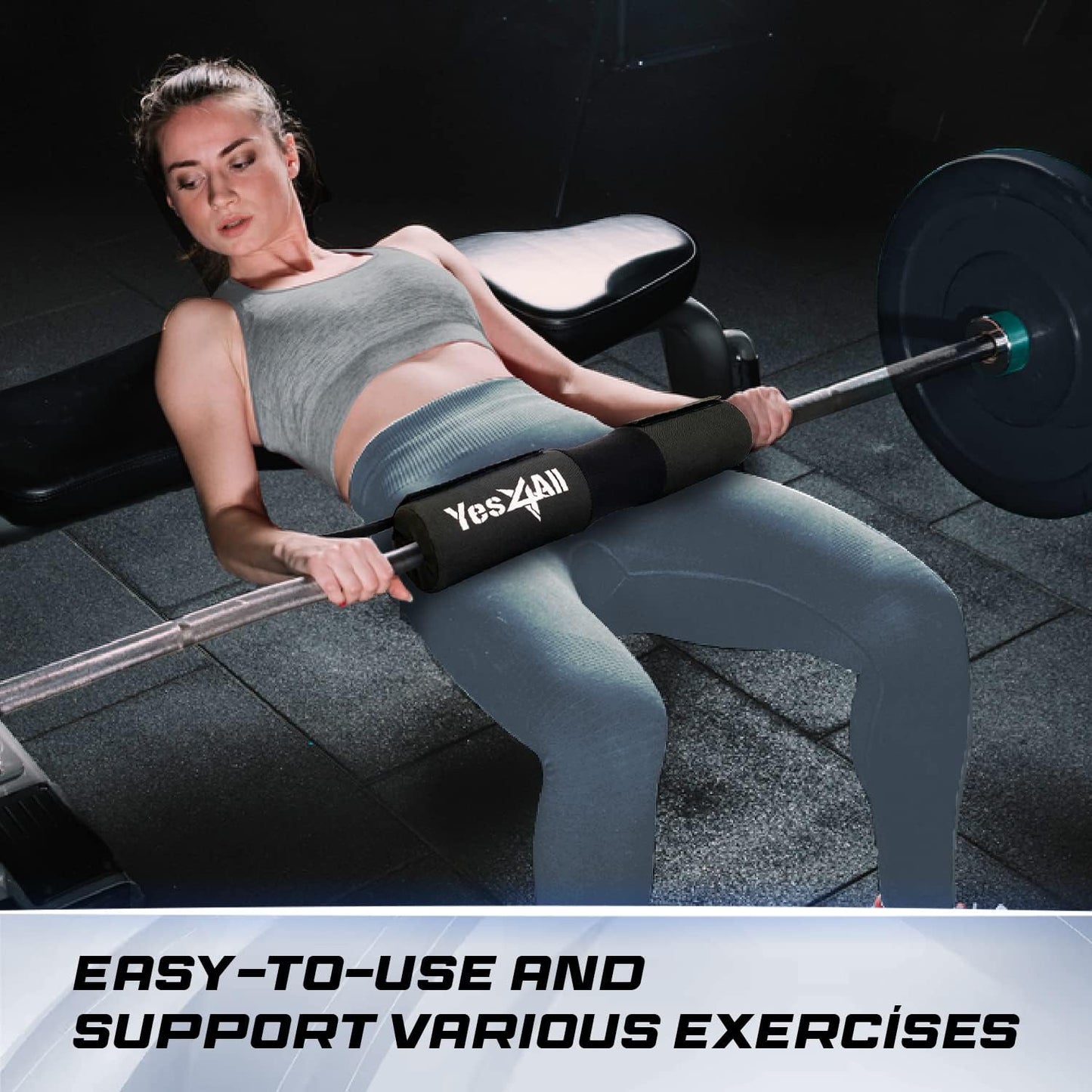 Yes4All Barbell Thick Foam Nylon Pad, Neck Shoulder Protective Pad For Lunges, Squats And Hip Thrust Fit Standard Olympic Bar