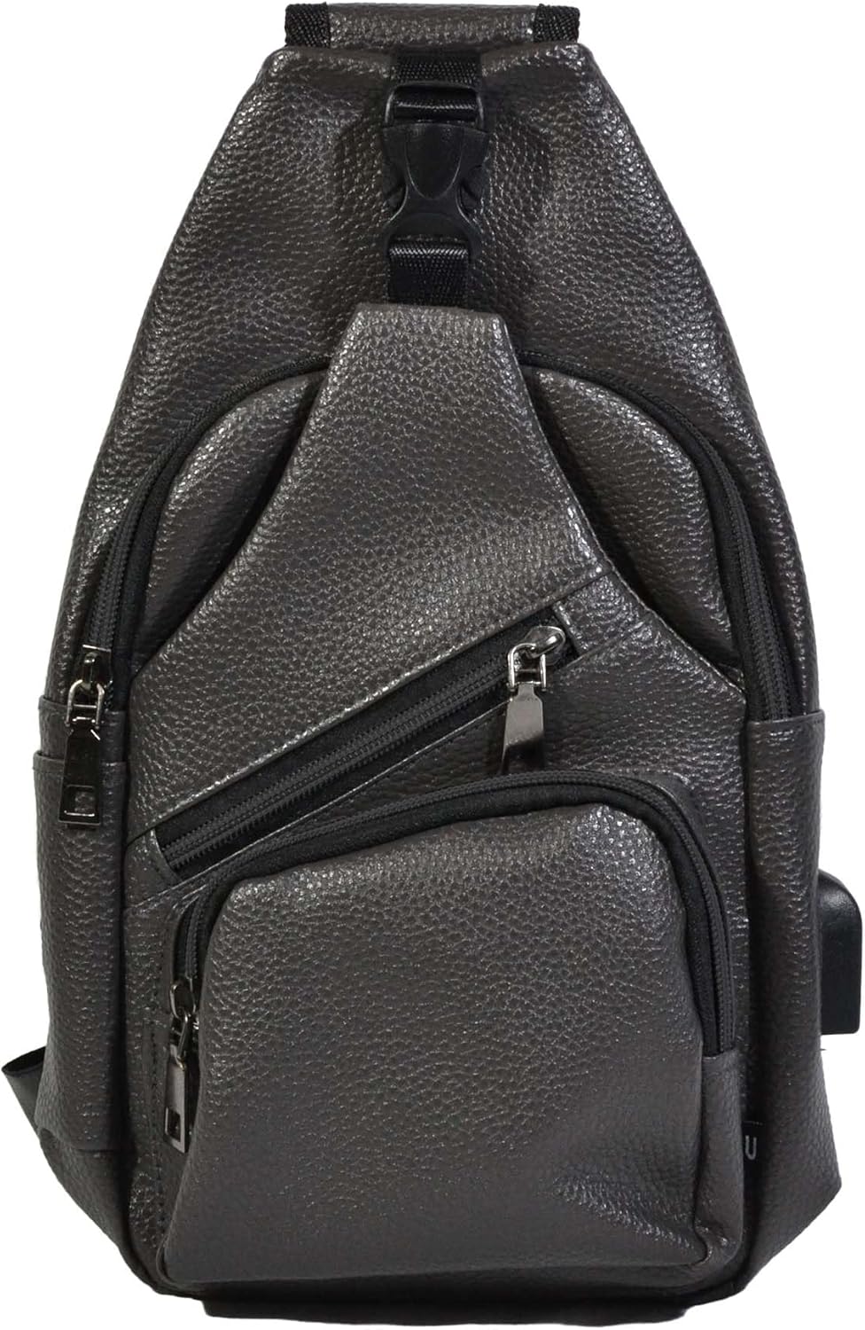 Anti-Theft Daypack Crossbody Sling Backpack, USB Charging Connector Port, Lightweight Day Pack for Travel, Hiking, Everyday, Regular, Black