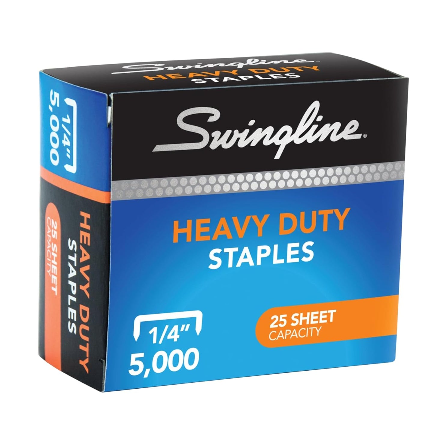 Swingline Staples, Heavy Duty, 1/4" Length, 25 Sheet Capacity, 100/Strip, 5000/Box, 1 Pack (79394)