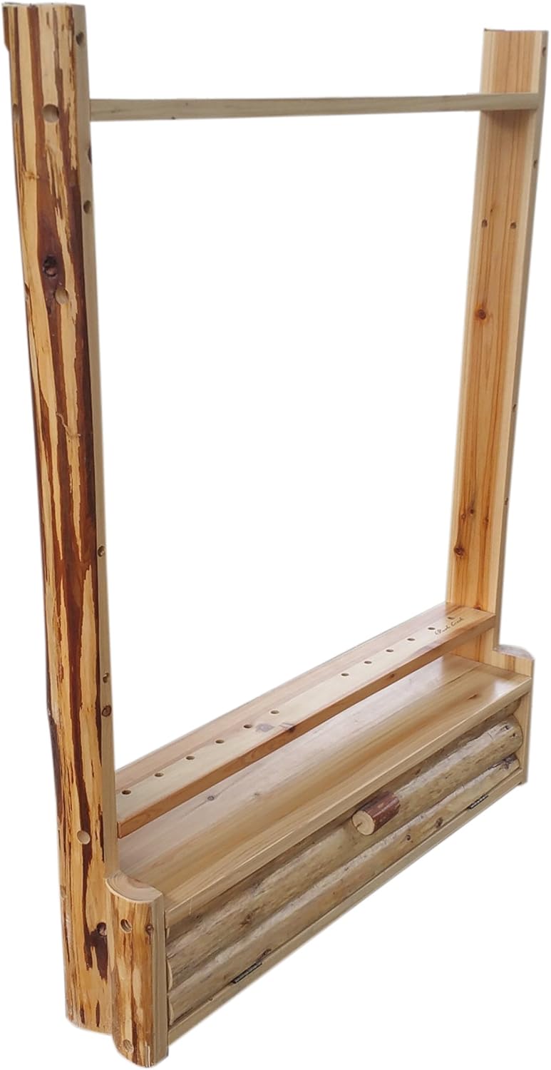 Rush Creek Creations- Rustic 2 Compound Bow Holder Archery, 12 Arrow Holder Wall Mount Storage, Bow Rack Wall Display with Accessories Compartment, Handcrafted, Durable Material, 39"L x 31.5"W x 5.3"D
