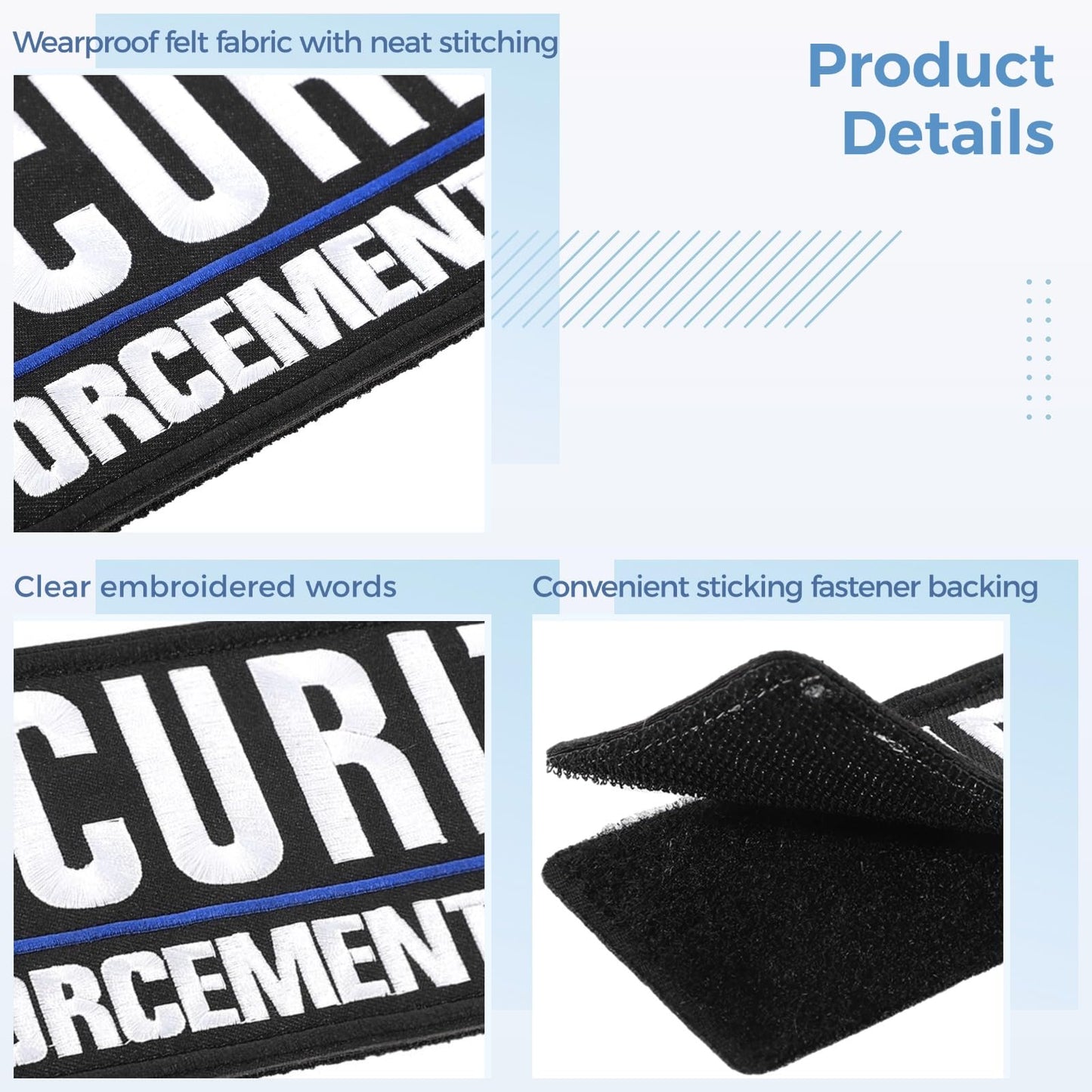 2 Pcs Security Patches for Vest, Security Enforcement Agent Patches, Security Velcro Patch with Sticking Fasteners for Uniforms, Jackets, One Small and One Large
