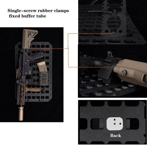 Tactical Molle Panel 8x12.5inch Portable Gear Organizer with Handle Insert Backpack Tactical Equipment Storage Pouches, Molle Panel Rack Mount Connection Fittings (Gun Adapter Base)