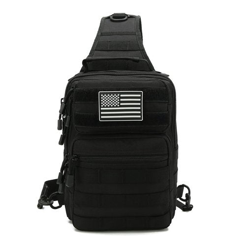 Tactical Sling Bag for men,Shoulder Backpack Molle Assault Range Bags Chest Pack Day Pack Diaper Bag (Black)