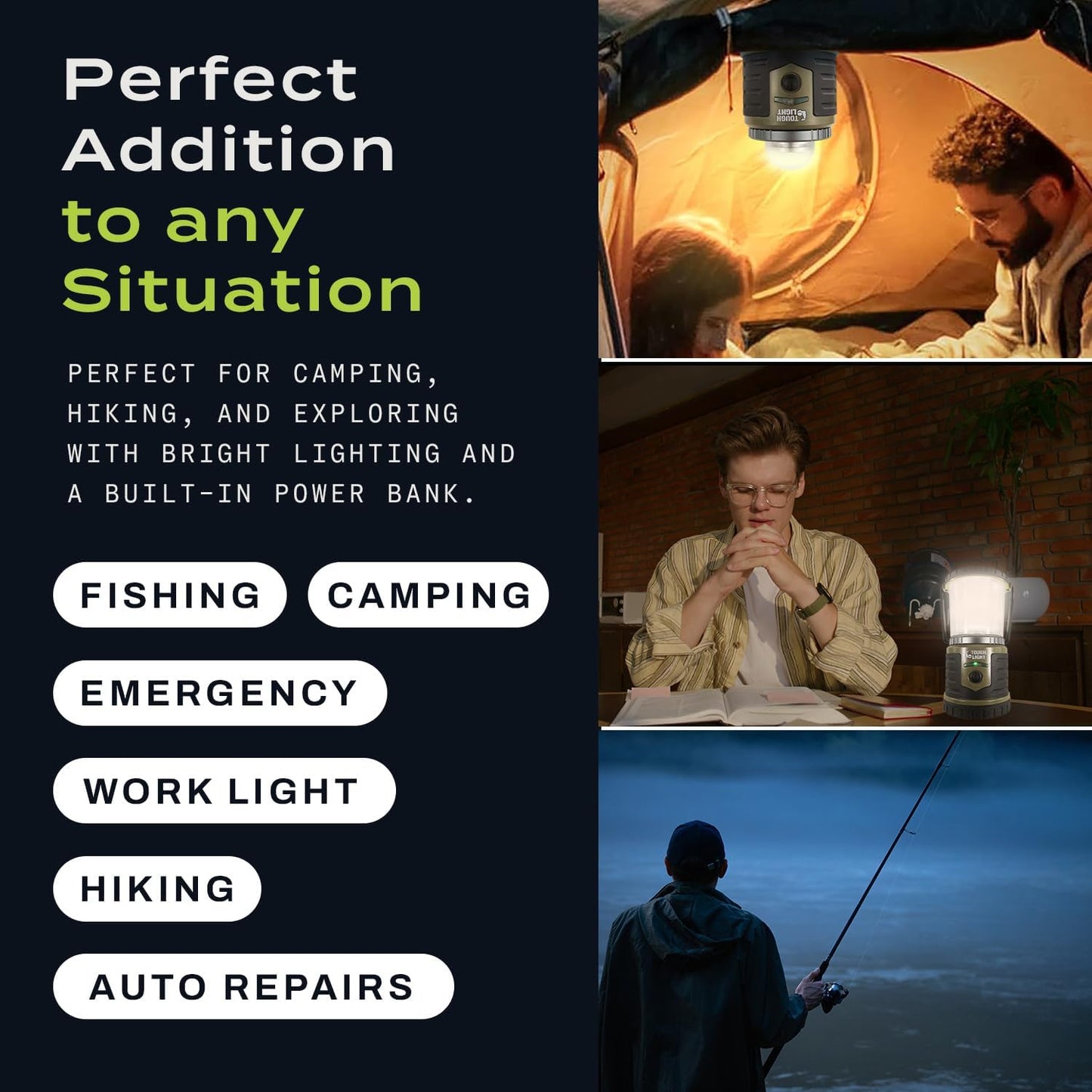 USB Rechargeable Camping Lantern, 400 Lumens LED Lantern, Hanging Tent Lamp, 6000mAh Power Bank, 200 Hour, 6 Modes, for Outdoors & Emergency