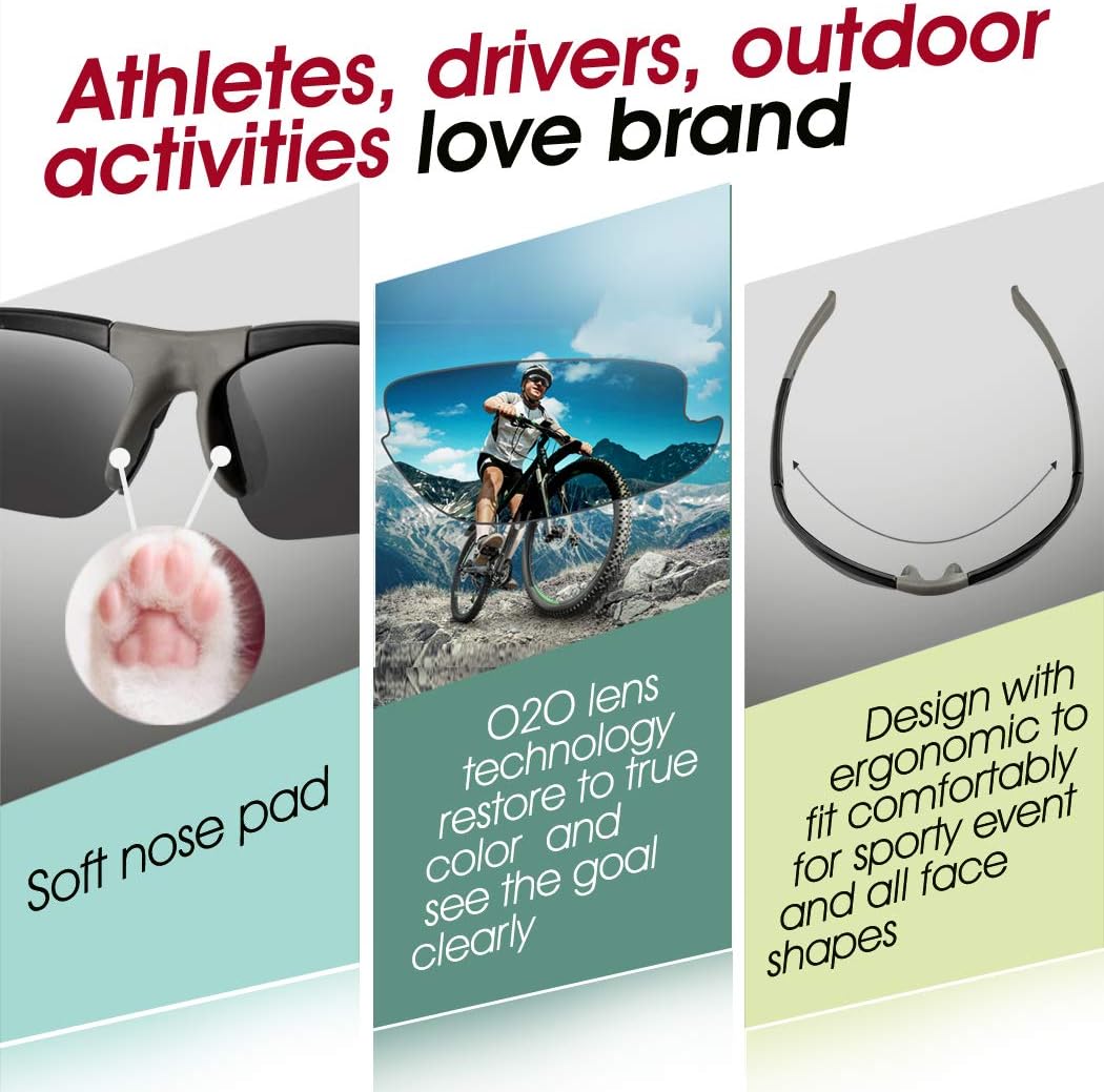 O2O Polarized Sports Sunglasses for Running Jogging Baseball Softball Men Women Teens Youth