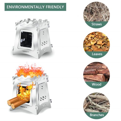 VODA Camping Backpacking Stoves Portable Wood Stove for Outdoor Wood Burning Camping Cooking Light Weight Backpacking Stainless Steel Stoves for BBQ Picnic