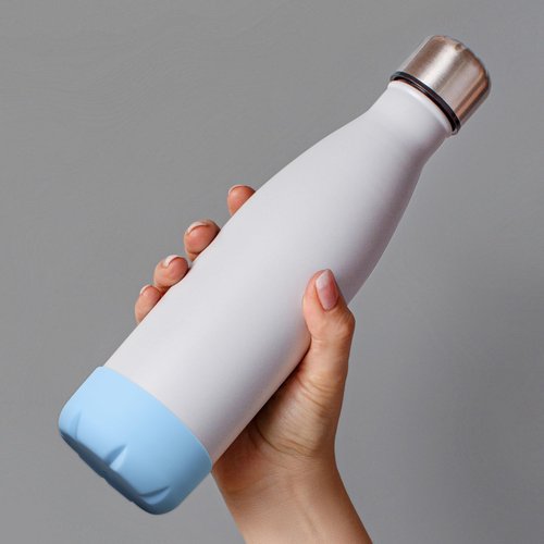 VIKIZUES Silicone Boot Compatible with Owala Kids Water Bottle 14/16 oz & S'well 17oz Water Bottle and More 12/17 oz Stainless Steel Water Bottles, Anti-Slip Bottom Protector Sleeve (Blue)