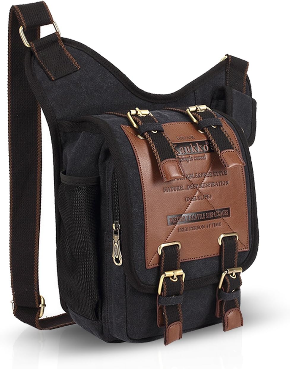 Fashion Shoulder Backpack Cross Body Bag Sling Bag Chest Pack Bag Chest Strap Bag One Strap Sport Bag Backpack Men/Women Cycling Hiking Camping Outdoor Travel Bag Canvas Black