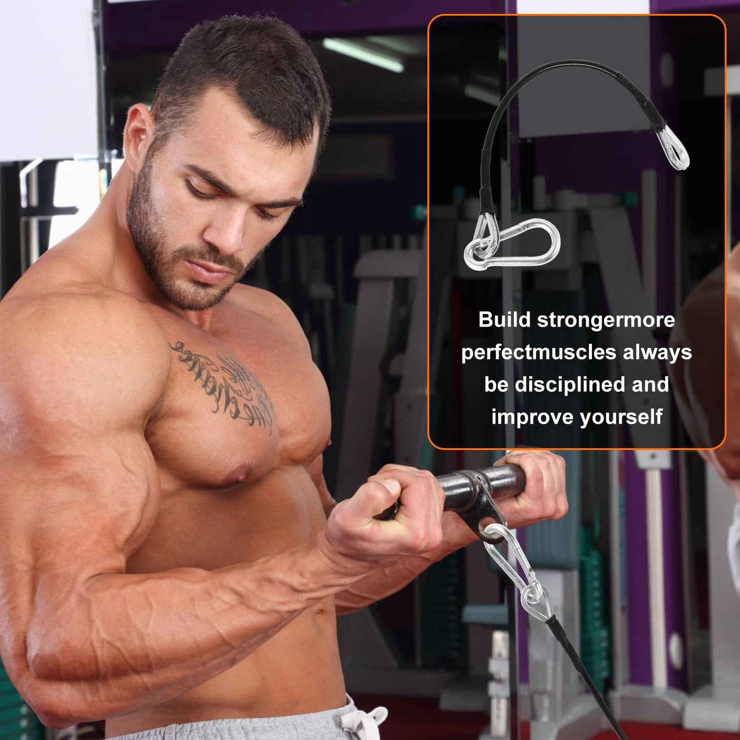 GGTE 10" Gym Extension Cable Compatible with Bowflex Home Gym for LAT/Tricep Pull Down and Leg Extensions Machine -Extend Your Workout Angles(1 Pair)