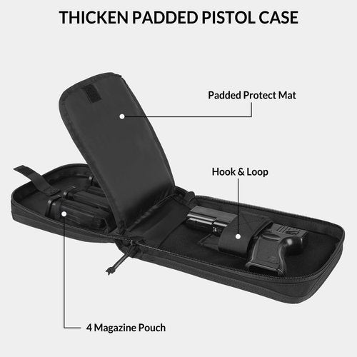 VOTAGOO Tactical Range Backpack for Handguns and Ammo, Gun Cases Bag with 3 Pistol Carrying Cases for Hunting Shooting (Black)