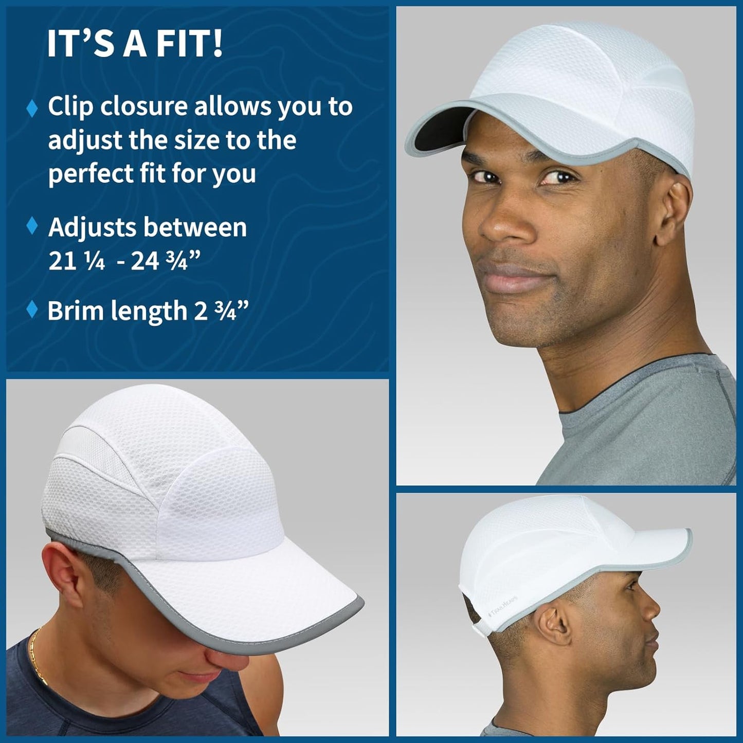 TrailHeads Reflective Running Cap | A Quick Dry Hat for Men | The Flashback 360 Sports Cap - 3 Colors