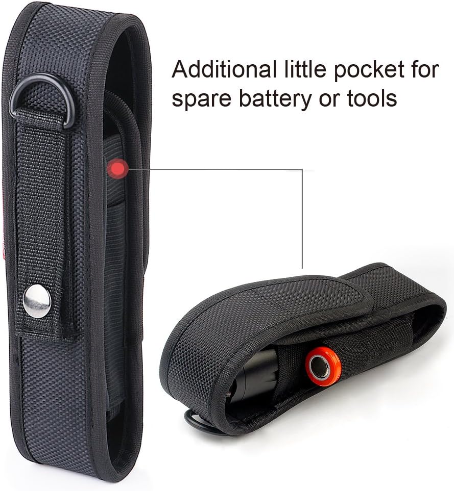 Moobibear 2-Pack Nylon Flashlight Holster for Duty Belt, Adjustable Small Heavy Duty Belt Flashlight Holder for 5"-6.5" High Flashlight, Carry Your Tac Flashlight on Belt with Flashlight Pouch