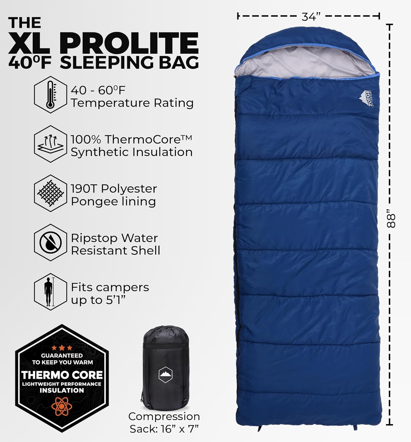 Tough Outdoors Sleeping Bags for Adults & Kids Sleeping Bags Girls Boys Teens - Camping Sleeping Bag for Backpacking- Cold Warm Weather & Summer Sleeping Bag - Lightweight Waterproof Compact Sleep Bag