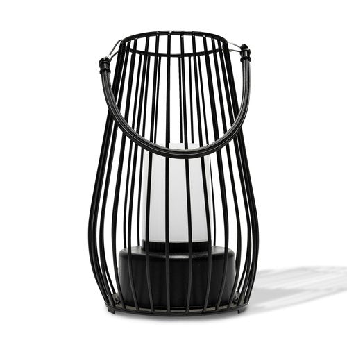 Outdoor & Indoor Metal Cage Lantern USB Rechargeable with Soft Carry Handle (Black)