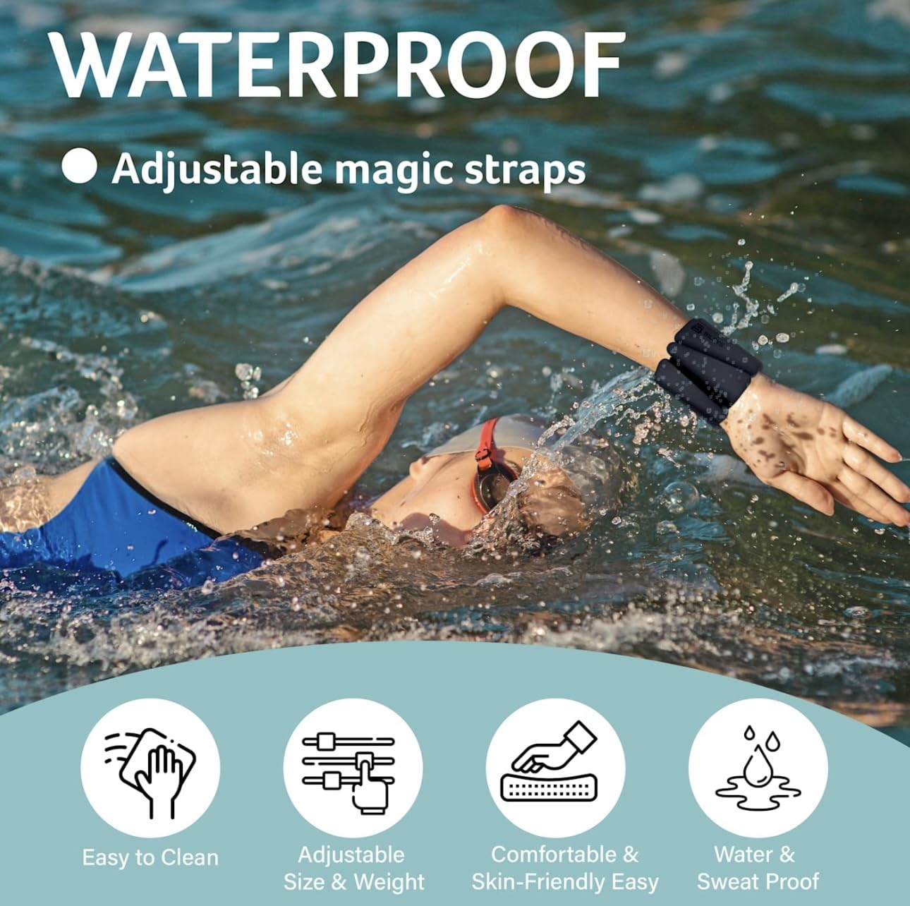 Adjustable Silicone Wrist & Ankle Weights-Set of 2(1 lb Each)-Comfortable & Stylish Arm Or Leg Weights For Women And Men-Ideal For Running, Walking, Yoga, Pilates, Barre, Home Workouts