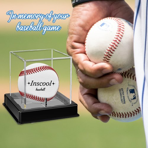 Inscool Acrylic Display Case , UV Protected Baseball Display Case Baseball Holder Acrylic Cube Clear Box Memorabilia Display Cases ,Autograph Display Cases&Storage Baseball Display Case (High Class)