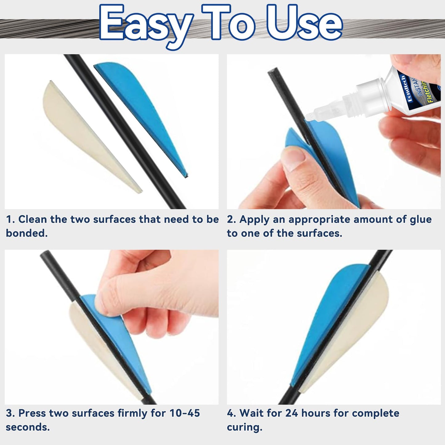 Fletching Glue 30 g, Arrow Glue, Instant & Clear Adhesive for Carbon Arrows, Fletching Vanes, Feathers and Inserts, Great for Aluminium, Carbon and Wood Shafts