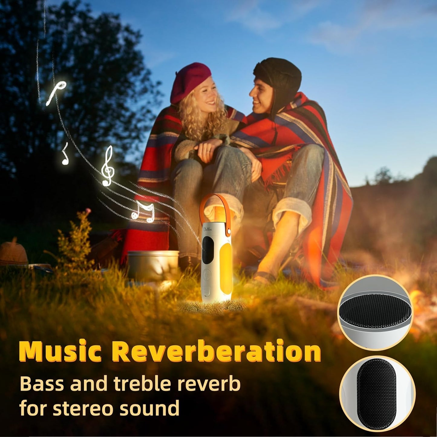 Foldable Camping Light Rechargeable Lantern with 2 Bluetooth Speakers,10000mAh Power Bank,Portable Flashlight with Removable Hook,IP54 Waterproof,1000LM,5 Modes for Camping, Hiking, Fishing,Emergency