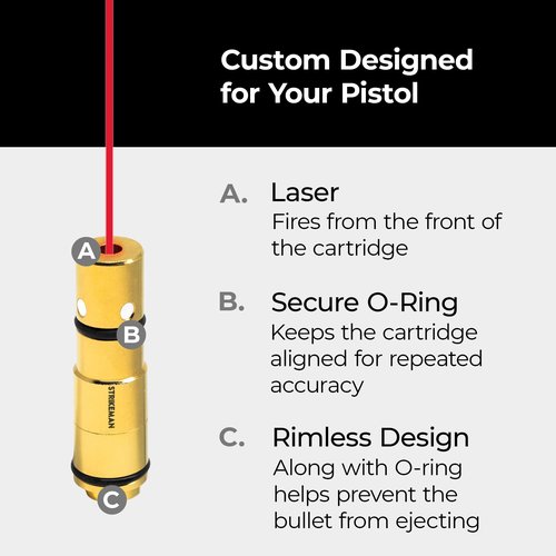 Strikeman 9mm Dry Fire Laser Training Cartridge - Great for Target Shooting Practice with Pistols, Made for The Strikeman Firearm Training System - Red Laser Cartridge Only