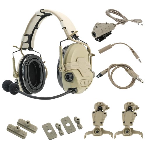 HEARFALCOM TAC700 Tactical Headset Hearing Protection Electronic Shooting Hunting Headset with U94 V2 PTT Adapter for uv5r Walkie Talkies (DE)