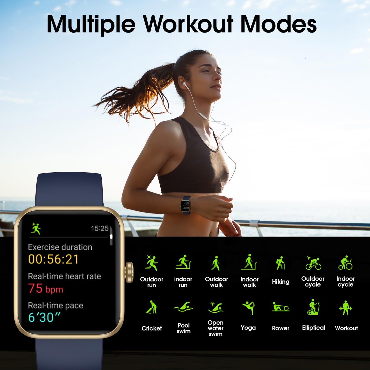 Imzuc Smart Watch for Women Men, Fitness Tracker Watch with Heart Rate Monitor, Sleep, 5ATM Waterproof Smartwatch Sports Watch Compatible with Android iOS Phones Step Calories Counter