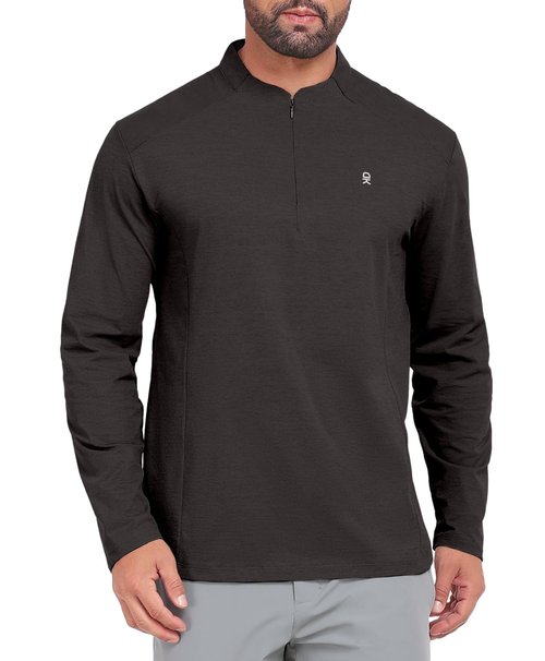Little Donkey Andy Men's Long Sleeve Golf Sun Shirts UPF 50+ Lightweight Quick Dry 1/4 Zip Up Fishing Running Outdoor Pullover (Seal Brown XL)