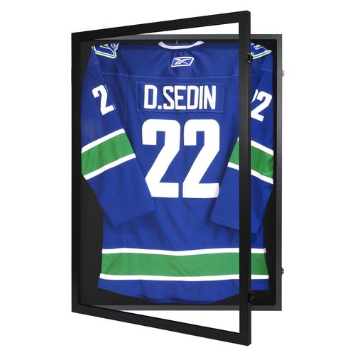CCDCC Jersey Frame Display Case 1 Pack - Large Sport Jersey Shadow Box with 98% UV Protection Acrylic and Hanger for Baseball Basketball Football Soccer Hockey Shirt and Uniform, Black Finish