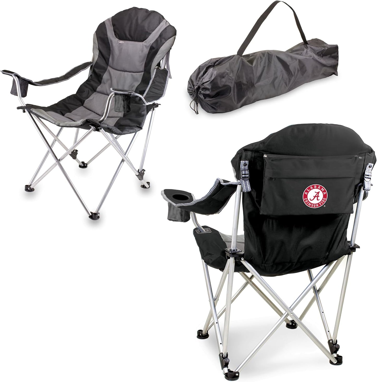 PICNIC TIME NCAA Arkansas Razorbacks Reclining Camp Chair - Beach Chair for Adults - Sports Chair with Carry Bag