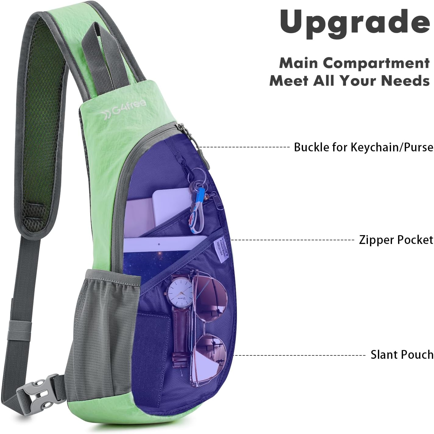 G4Free Sling Bag for Men Women, Small Crossbody Backpack Lightweight Chest Shoulder Bags for Travel, Outdoor and Sports (Black)