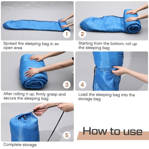 Tranqun 10 Pcs Sleeping Bags for Adults Cotton Liner Cold Warm Weather 4 Seasons Camping Gear Equipment Lightweight Waterproof Backpacking Sleeping Bag for Hiking Outdoor Travel, 5 Color
