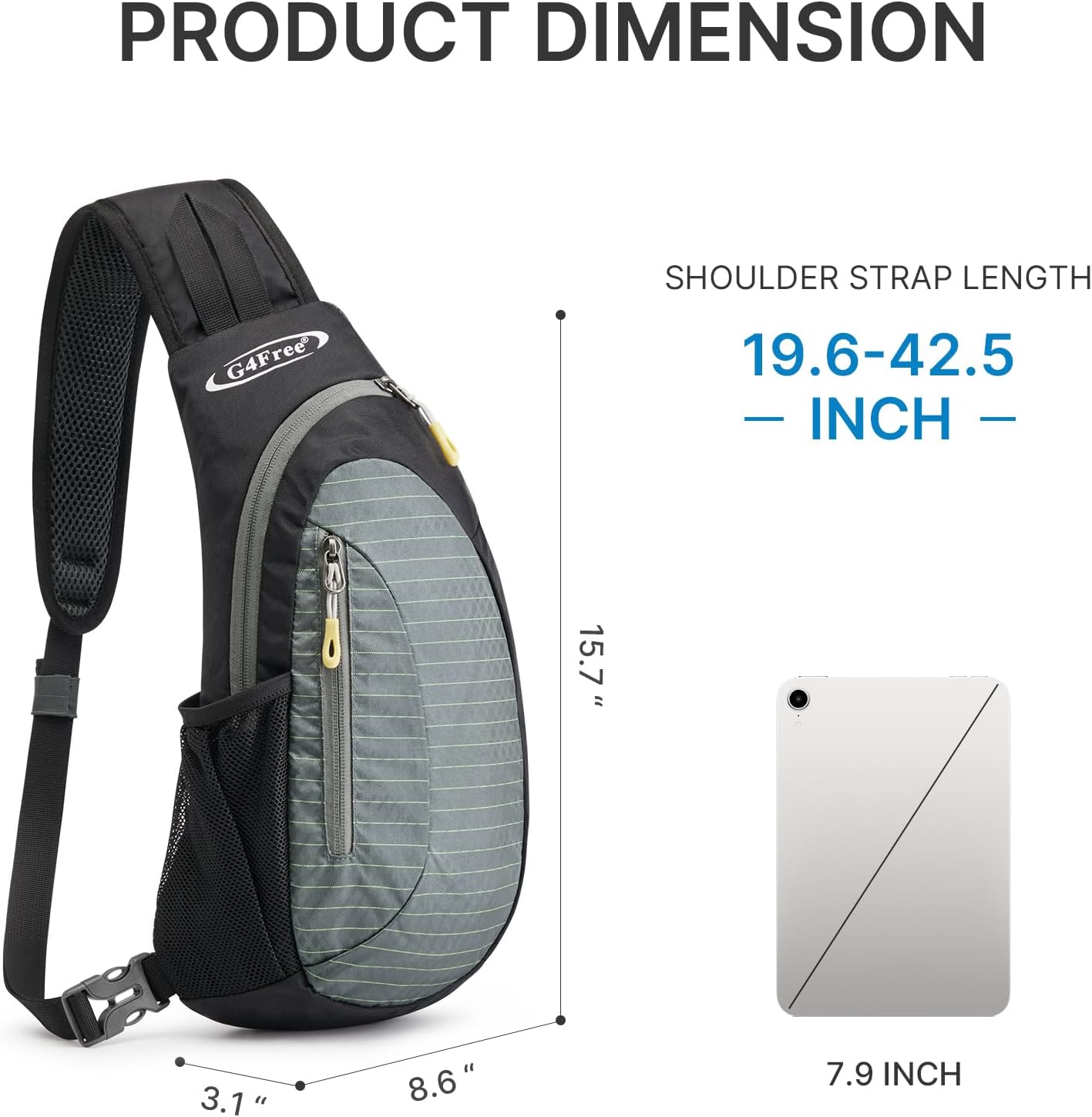 G4Free Sling Bag for Men Women, Small Crossbody Backpack Lightweight Chest Shoulder Bags for Travel, Outdoor and Sports (Black)