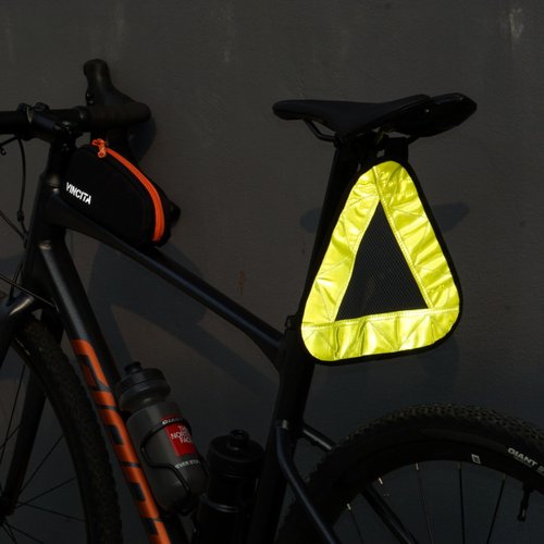 Vincita Reflective Yield Symbol with Velcro Strap - High Visibility for Safety at Night - Safety Reflector for Bike Rack, Backpack, Car Rack - Bicycle Reflective Accessories (White/Black, Large)
