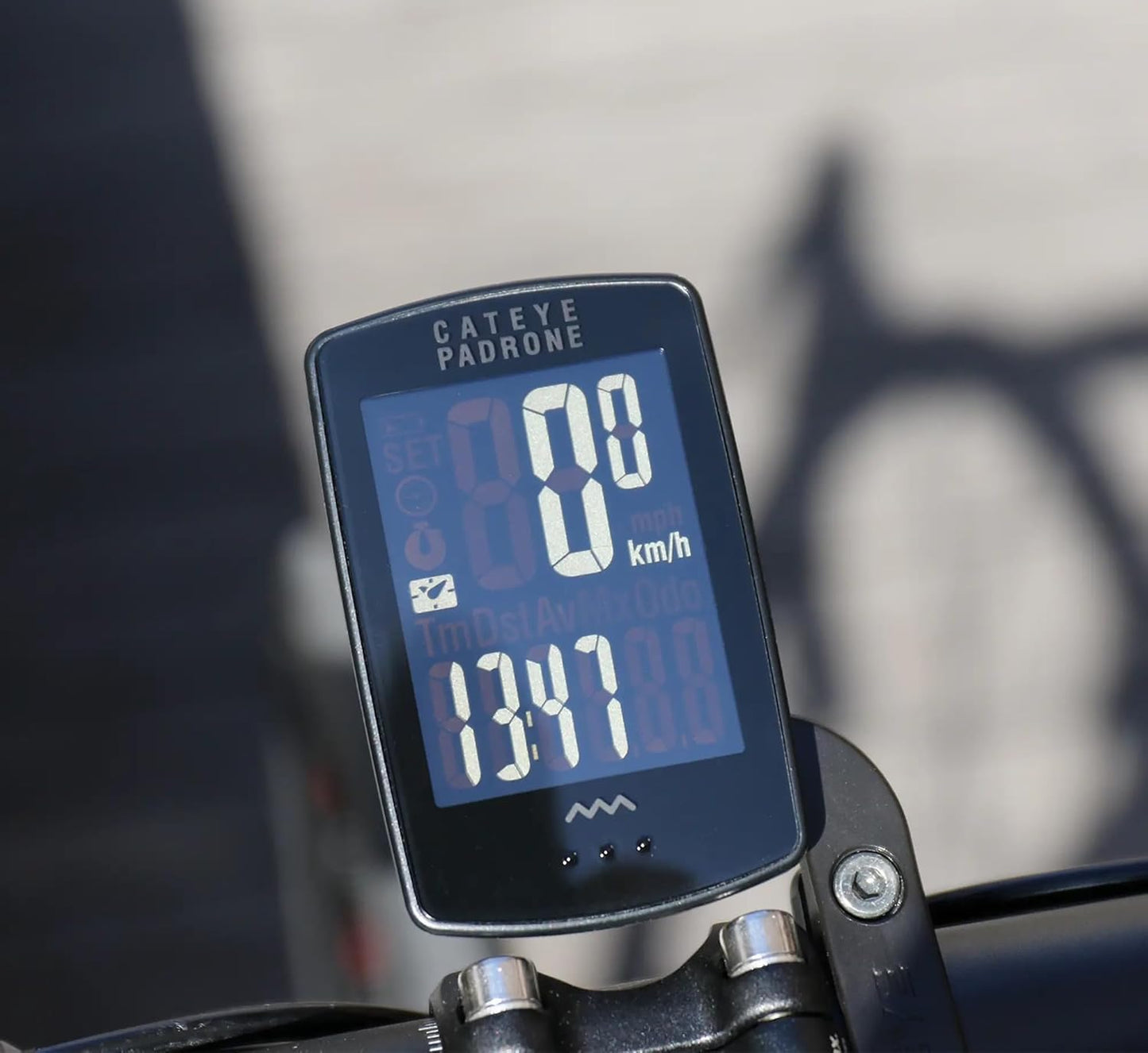 CATEYE Padrone Wireless Bike Computer – Oversized Display Cyclocomputer, Wireless Speedometer & Odometer, FlexTight™ Mount, Auto Start/Stop, Programmable Odometer