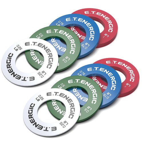 E.T.ENERGIC Fractional Weight Plates Set of 8 (0.25LB, 0.5LB, 0.75LB, 1 LB) x 2, Odorless Micro Weight Plates for Olympic Barbells for Change Plates Strength Training